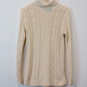 Lands' End Cable Knit Sweater Cream Size XS 2/4